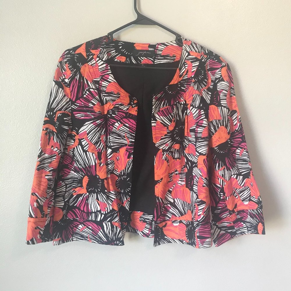 JOSEPHINE Linen Blend Neon Tropical Open Jacket - Picture 1 of 4
